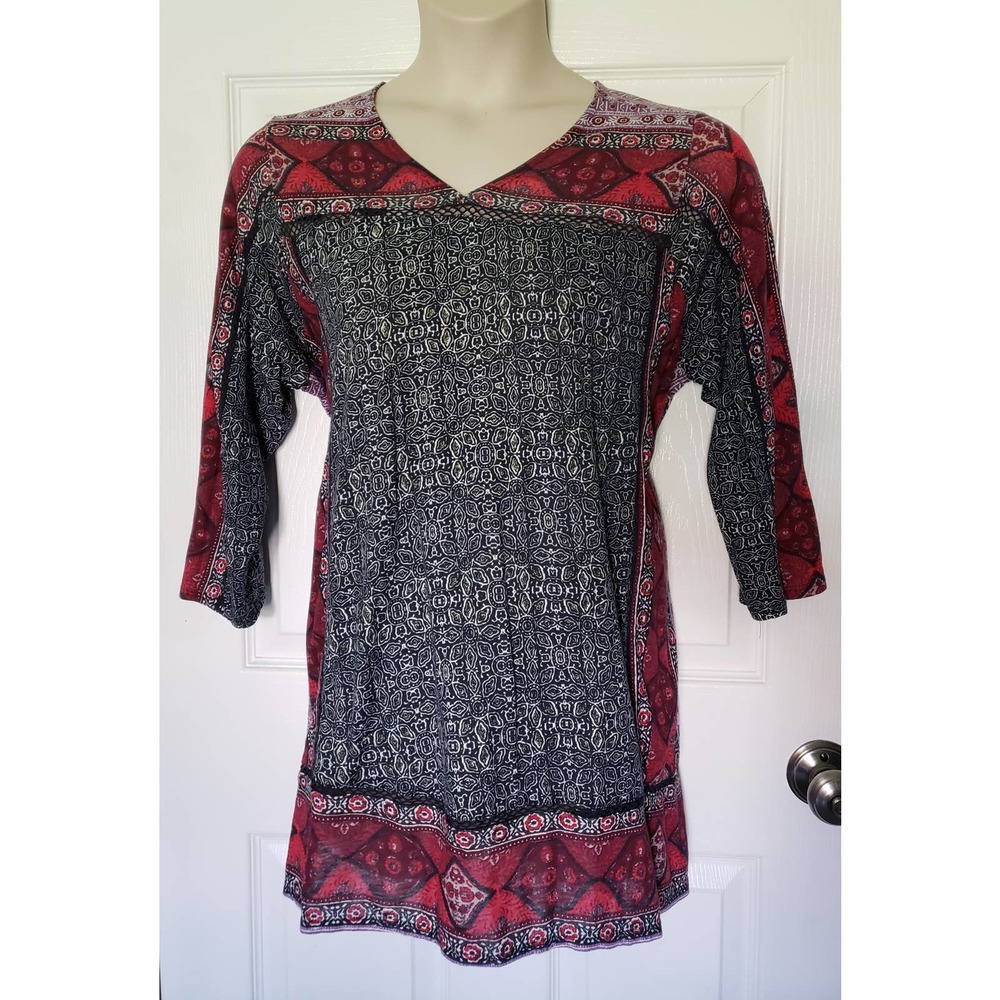 Lucky Brand womens top tee Size 2x cotton modal printed 3/4 slvs